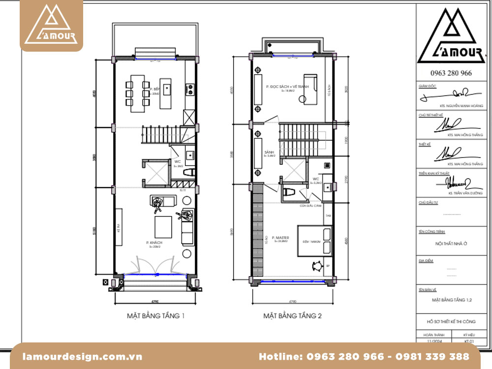 Mặt bằng nhà phố 6x15m