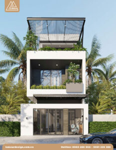 Mẫu nhà phố 2 tầng 1 tum đẹp