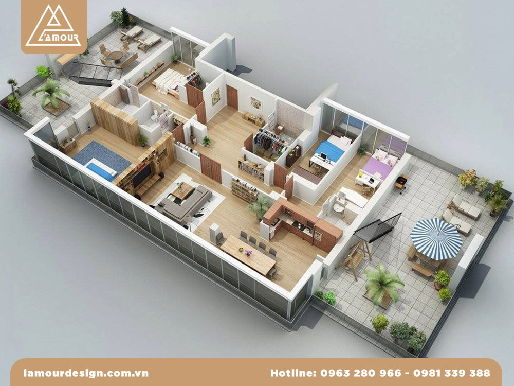 Phối cảnh mặt bằng kiến trúc nhà phố