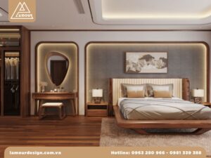Thiết kế nội thất chung cư gỗ óc chó
