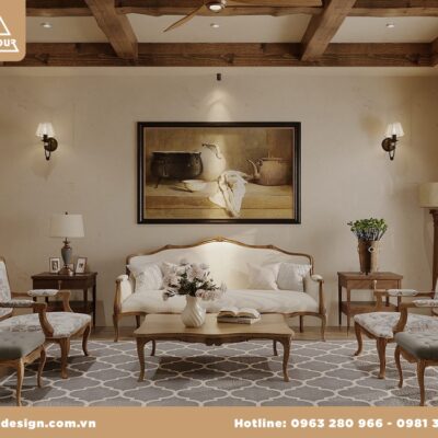 THIẾT KẾ NỘI THẤT (RUSTIC TRUYỀN THỐNG) NHÀ PHỐ GOLDSILK, HÀ ĐÔNG