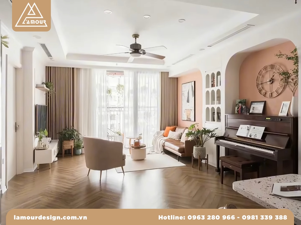Mẫu thiết kế nội thất căn hộ 35m2 2 phòng ngủ đẹp