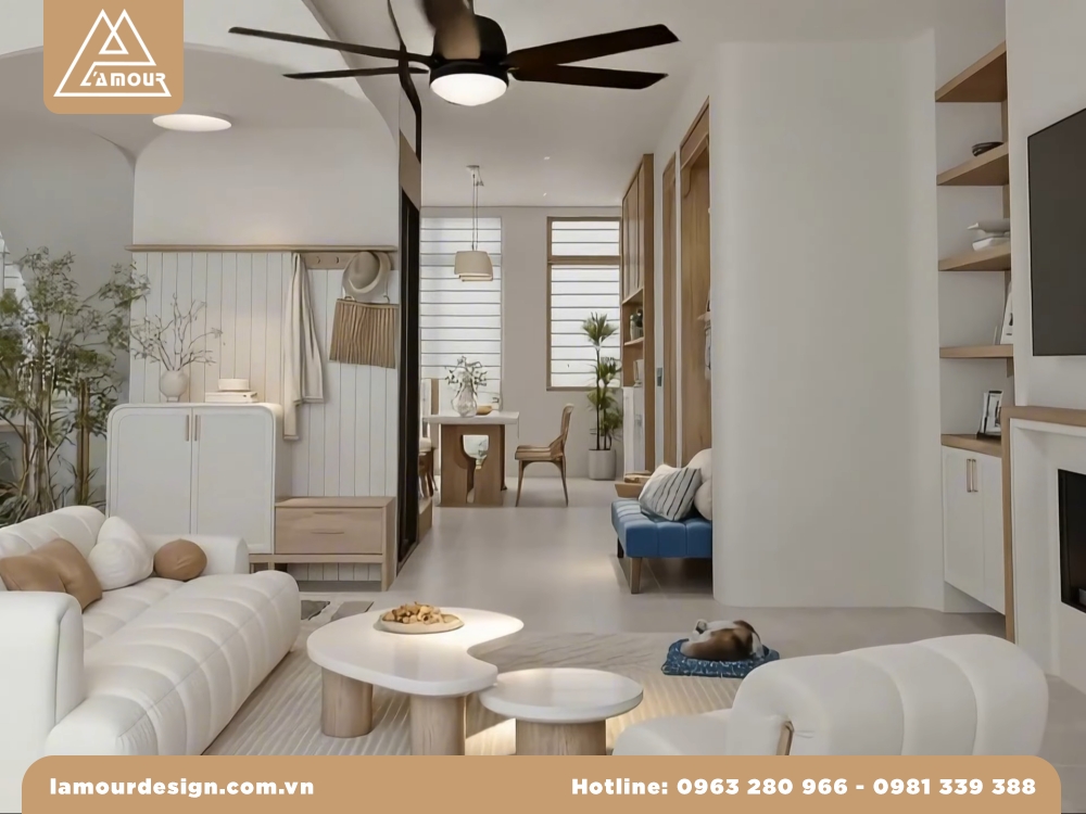 Thiết kế nội thất chung cư 45m2 2 phòng ngủ
