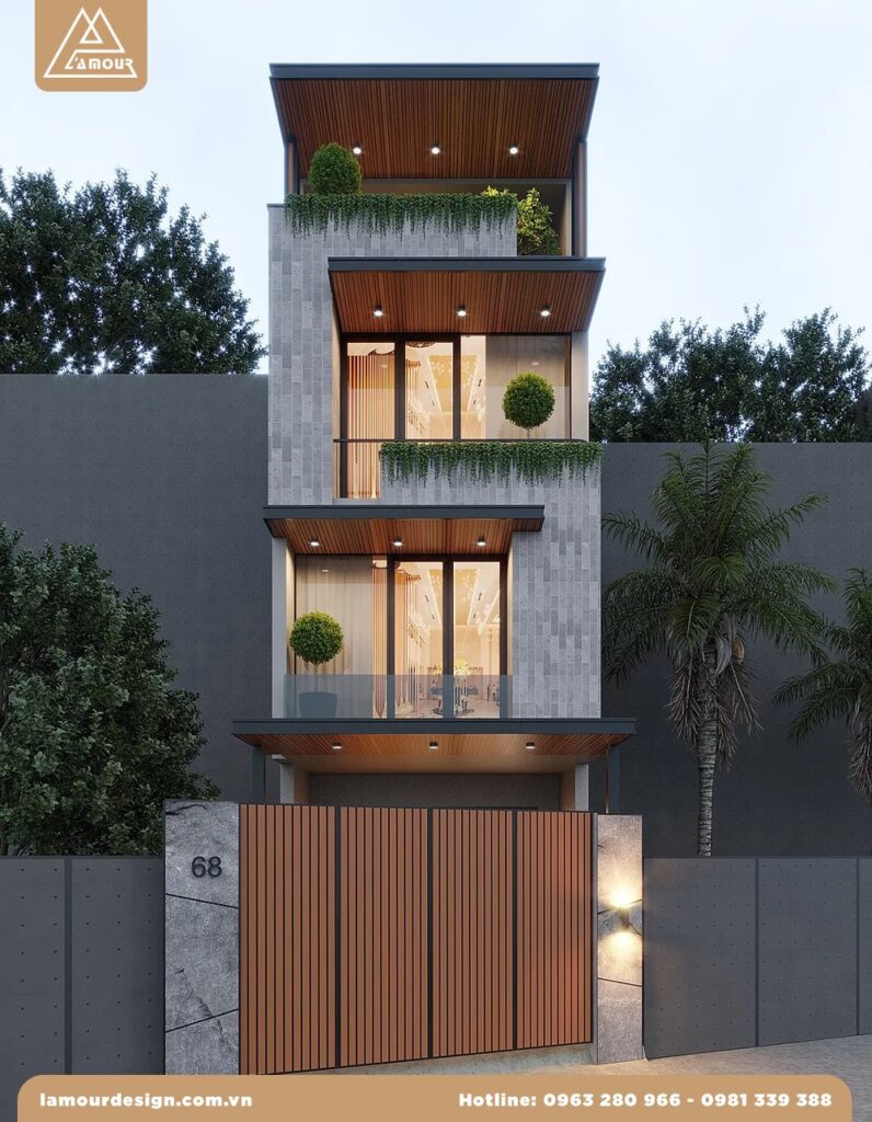 4x16m mẫu nhà ống đẹp 3 tầng 4m