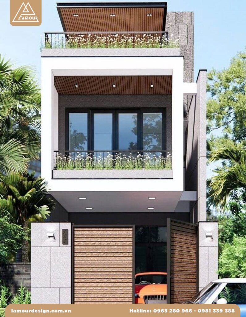 Mẫu nhà ống 2 tầng 1 tum mặt tiền 5x20m đẹp