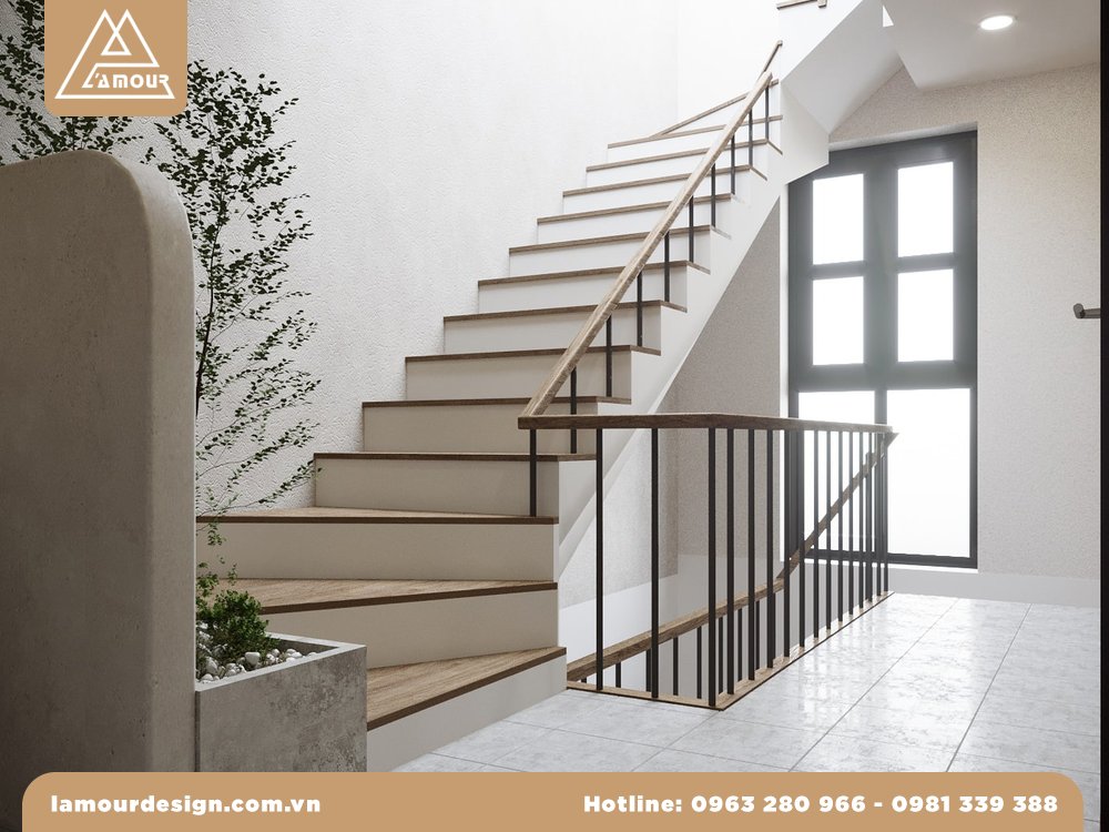 Mẫu nhà ống 2 tầng cầu thang dọc