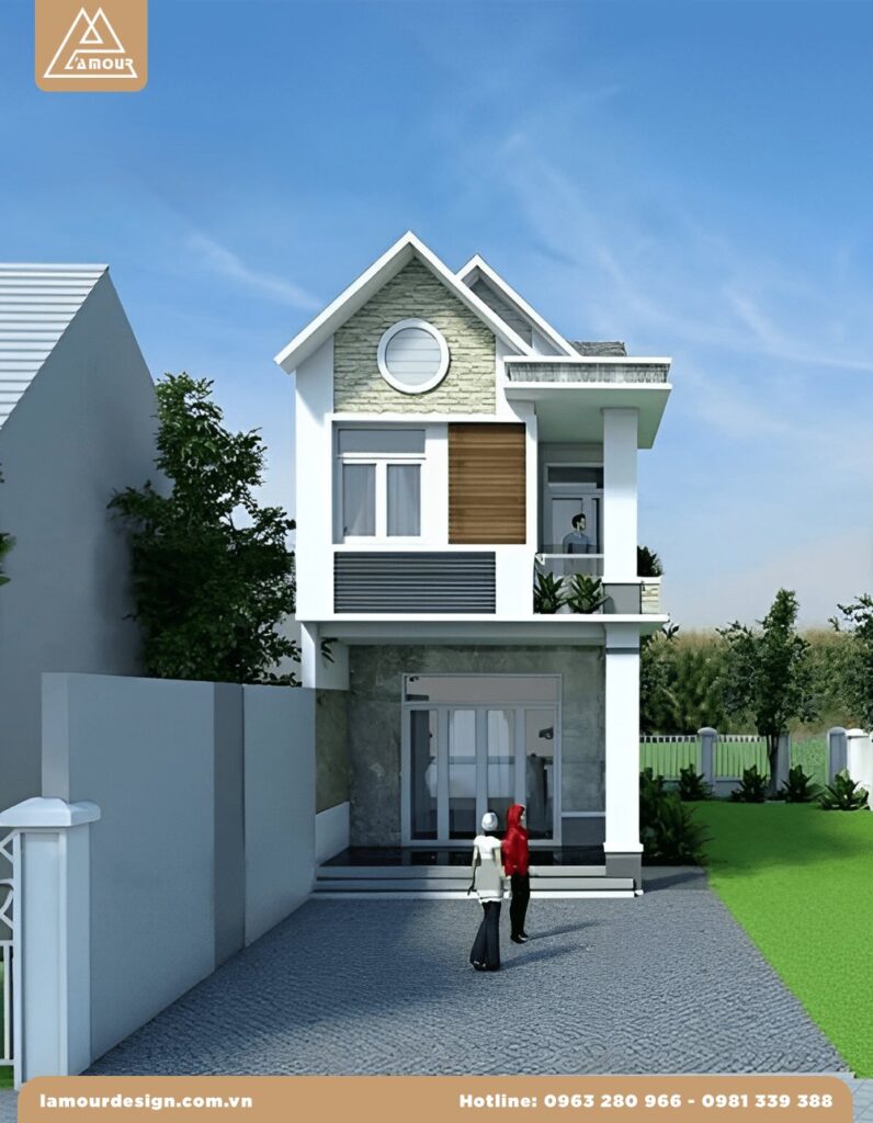 Mẫu nhà ống 2 tầng mái tôn đẹp
