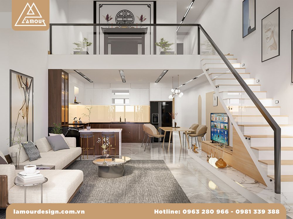 Mẫu nhà ống gác lửng 3 phòng ngủ