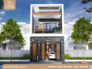 Mẫu nhà ống 2 tầng có gác lửng 5x20m