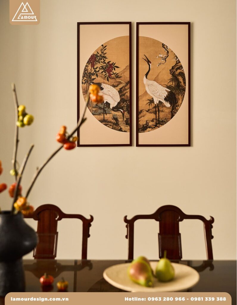 Review thực tế nội thất nhà Cọ Xanh phòng khách phong cách Indochine