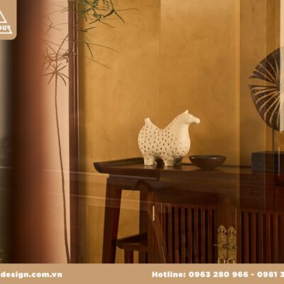 Review thực tế nội thất nhà Cọ Xanh phòng khách phong cách Indochine