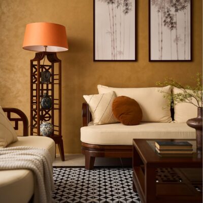 Review thực tế nội thất nhà Cọ Xanh phòng khách phong cách Indochine