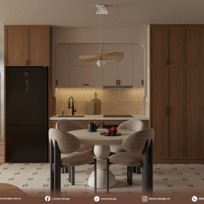 Thiết kế căn hộ 85m2 The Fibonan phong cách Á Đông đương đại