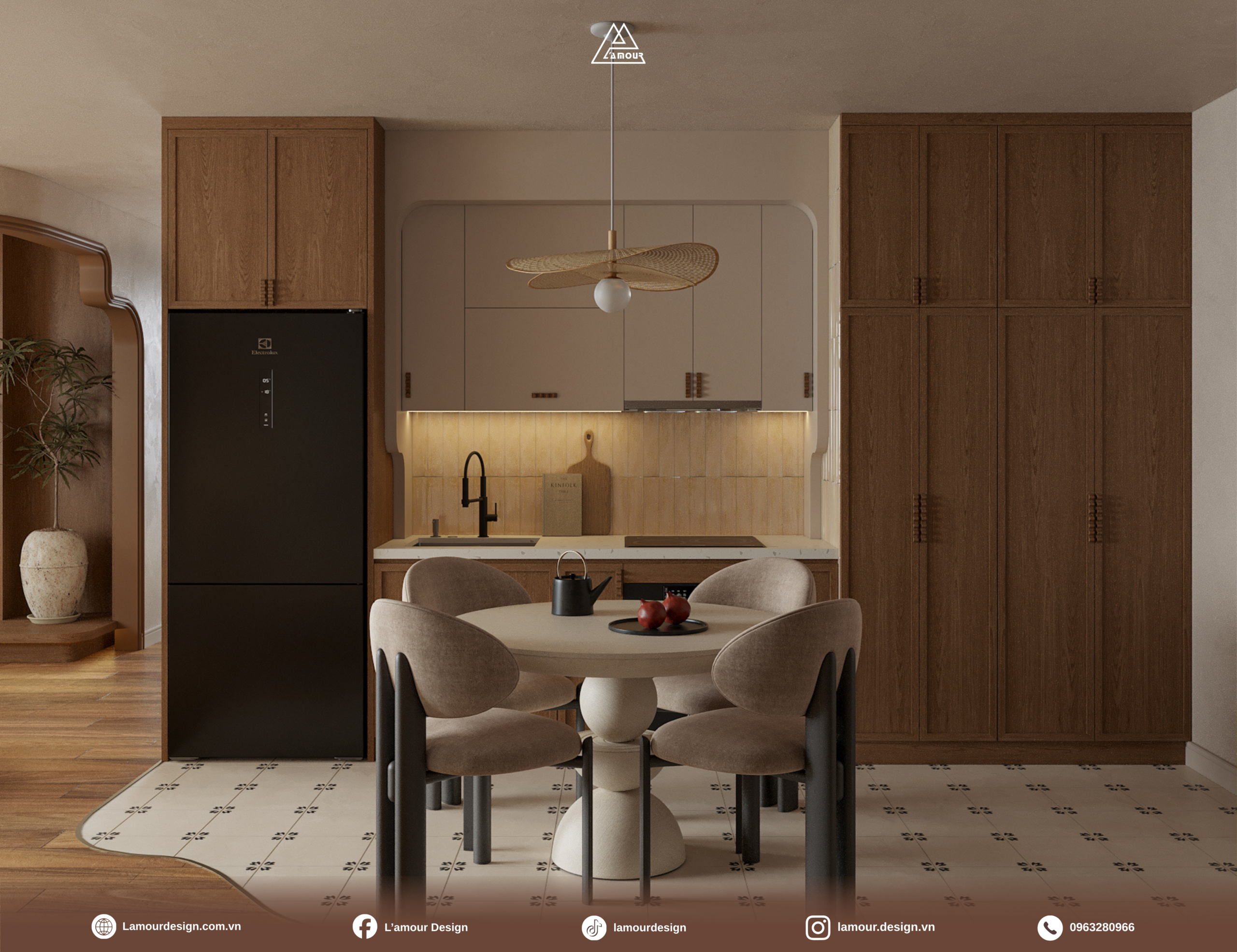 Thiết kế căn hộ 85m2 The Fibonan phong cách Á Đông đương đại