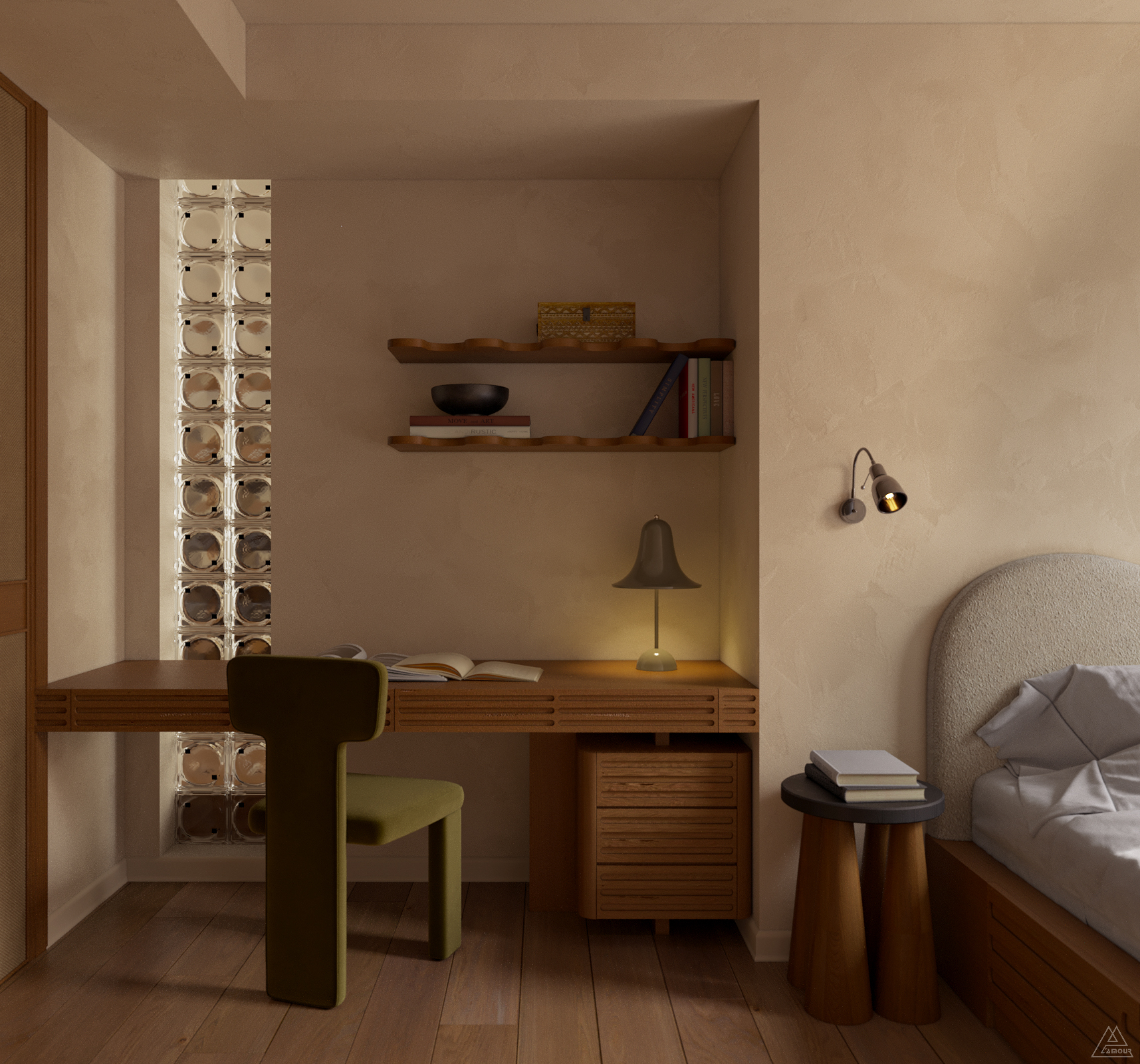 Thiết kế nội thất chung cư IPH Cầu Giấy - Góc bàn học phòng ngủ con trai hiện đại