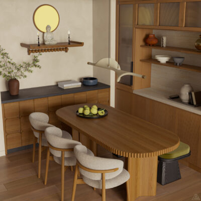 Mẫu nội thất chung cư 3 phòng ngủ IPH Cầu Giấy - Không gian bàn ăn bằng gỗ tự nhiên