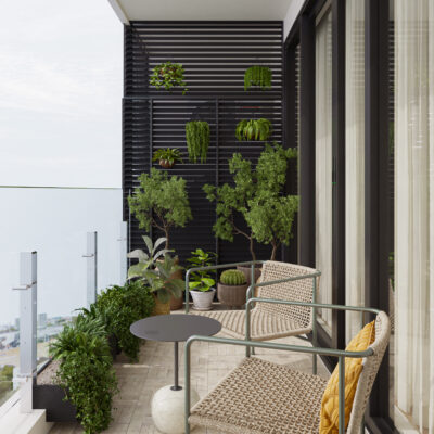 TThiết kế nội thất chung cư IPH Cầu Giấy - Góc logia xanh thư giãn