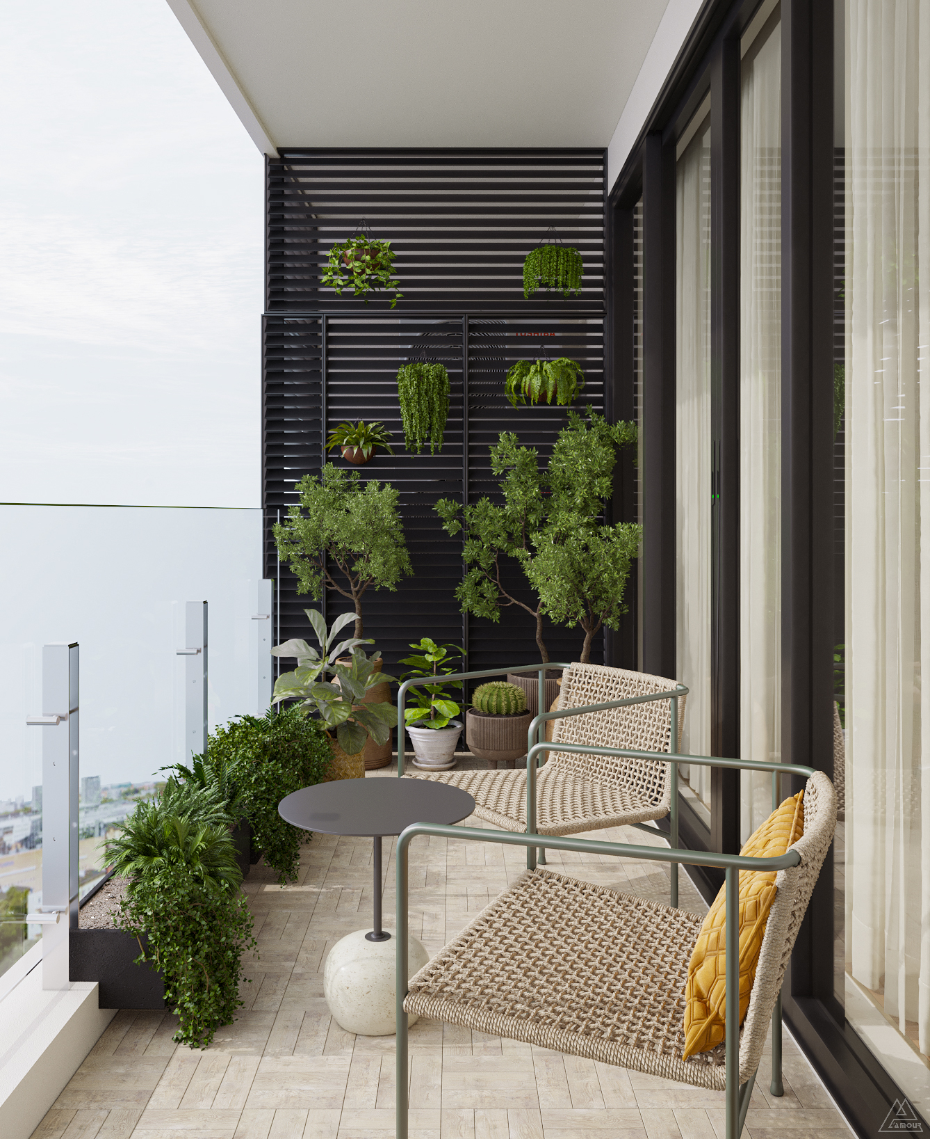 TThiết kế nội thất chung cư IPH Cầu Giấy - Góc logia xanh thư giãn