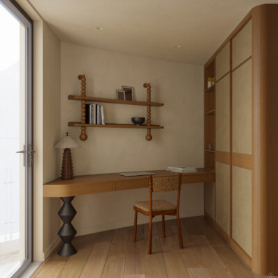 Thiết kế khu làm việc trong phòng ngủ Master - Nội thất chung cư IPH Cầu Giấy tối giản