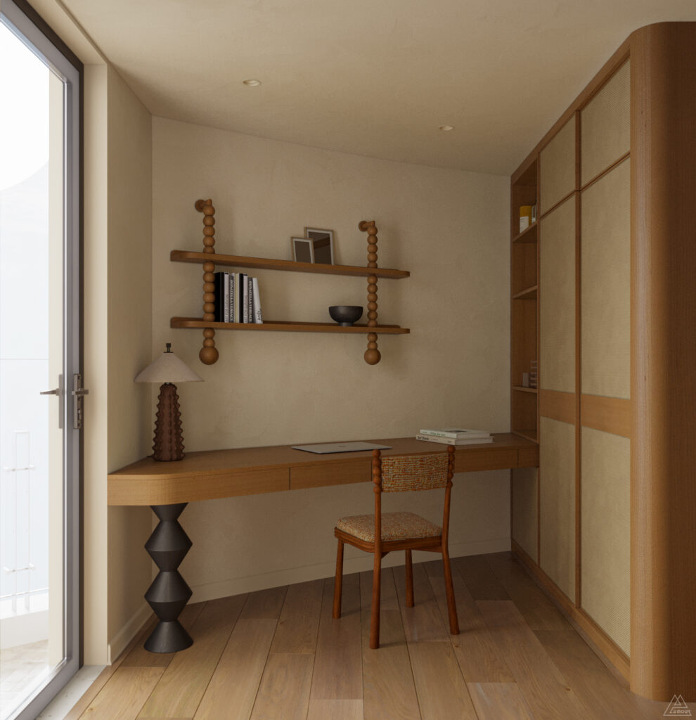 Thiết kế khu làm việc trong phòng ngủ Master - Nội thất chung cư IPH Cầu Giấy tối giản