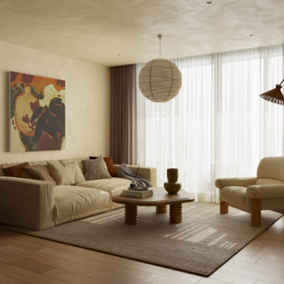 Thiết kế nội thất chung cư IPH Cầu Giấy - Không gian phòng khách tối giản ngập tràn ánh sáng tự nhiên