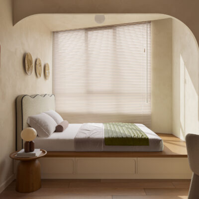 ẫu nội thất chung cư 3 phòng ngủ - Giường ngủ dạng bục phòng con gái tối giản