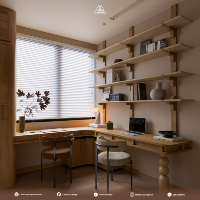 Thiết kế nội thất D’ El Dorado 80m2 - Không gian làm việc tại gia phong cách Wabi-sabi hiện đại của L'amour Design